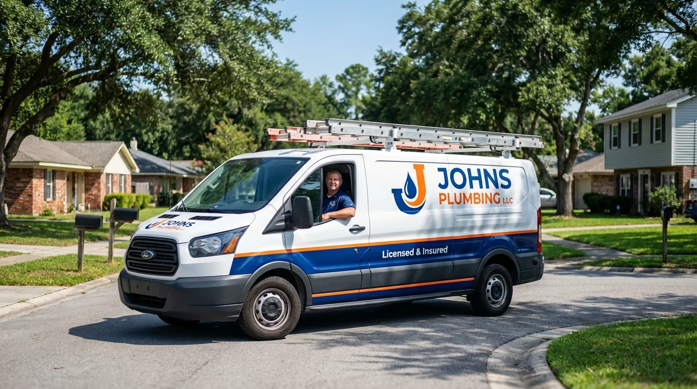 Johns Plumbing LLC service van in Hazlehurst, MS