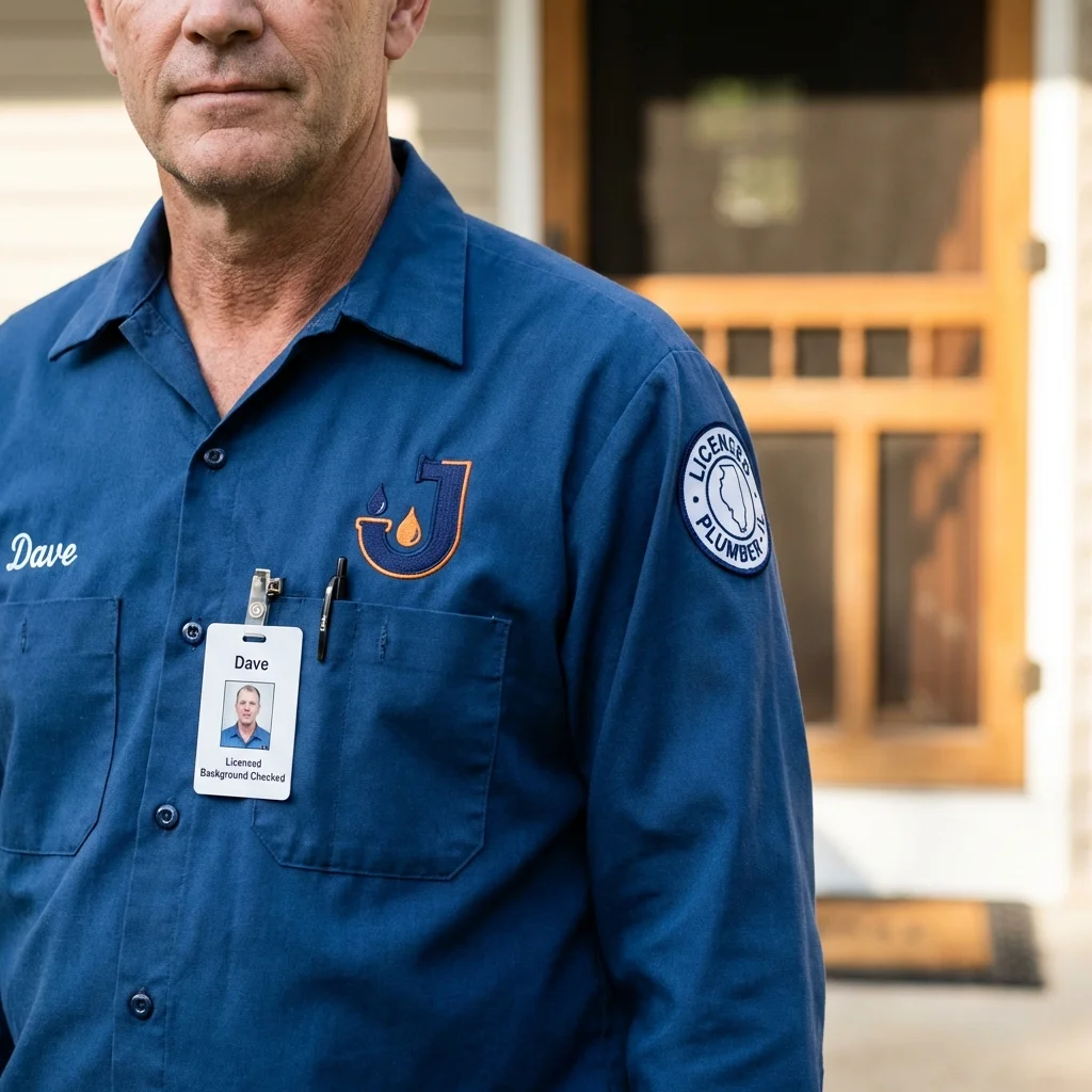 Licensed plumber showing ID badge in Hazlehurst, MS